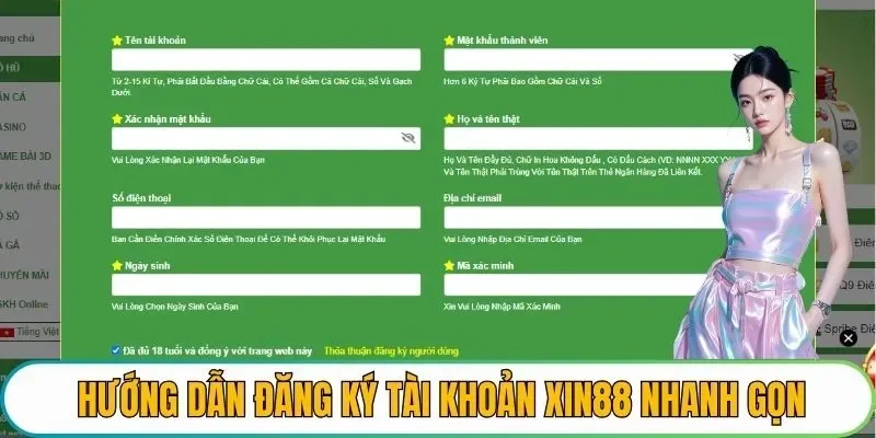 Hướng dẫn đăng ký tài khoản XIN88 nhanh gọn